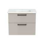 VitrA Root Flat Lavabo Dolabı, 80 cm, İki Çekmeceli, Dar, Yuvarlak Lavabo, Parlak Sahra Beji - Görsel 5