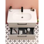 VitrA Root Flat Lavabo Dolabı, 80 cm, İki Çekmeceli, Köşeli Lavabo, Parlak Sahra Beji - Görsel 8