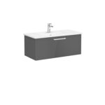 VitrA Root Flat Lavabo Dolabı, 100 cm, Bir Çekmeceli, Köşeli Lavabo, Parlak Antrasit - Görsel 4