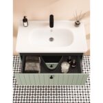 VitrA Root Groove Lavabo Dolabı, 80 cm, İki Çekmeceli, Yuvarlak Lavabo, Mat Retro Yeşil - Görsel 6