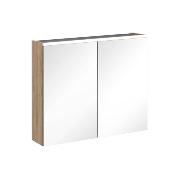VitrA Core Dolaplı Ayna, 80 cm, Aydınlatmalı, Doğal Meşe