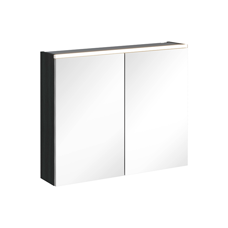 67620-1.jpg VitrA Core Dolaplı Ayna, 80 cm, Aydınlatmalı, Hareli Siyah Meşe - Görsel 1