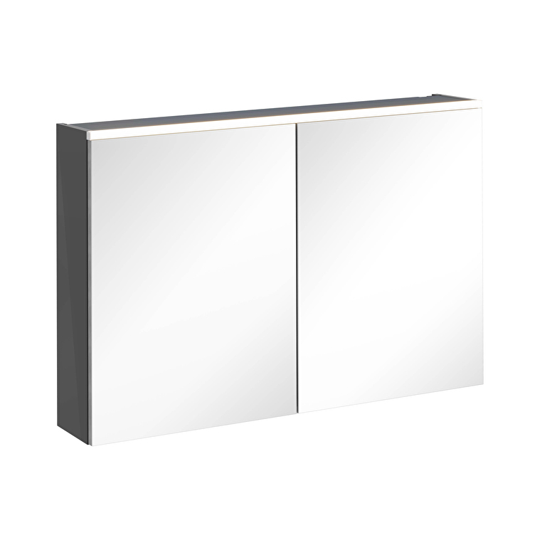 67623-1.jpg VitrA Core Dolaplı Ayna, 100 cm, Aydınlatmalı, Parlak Antrasit - Görsel 1