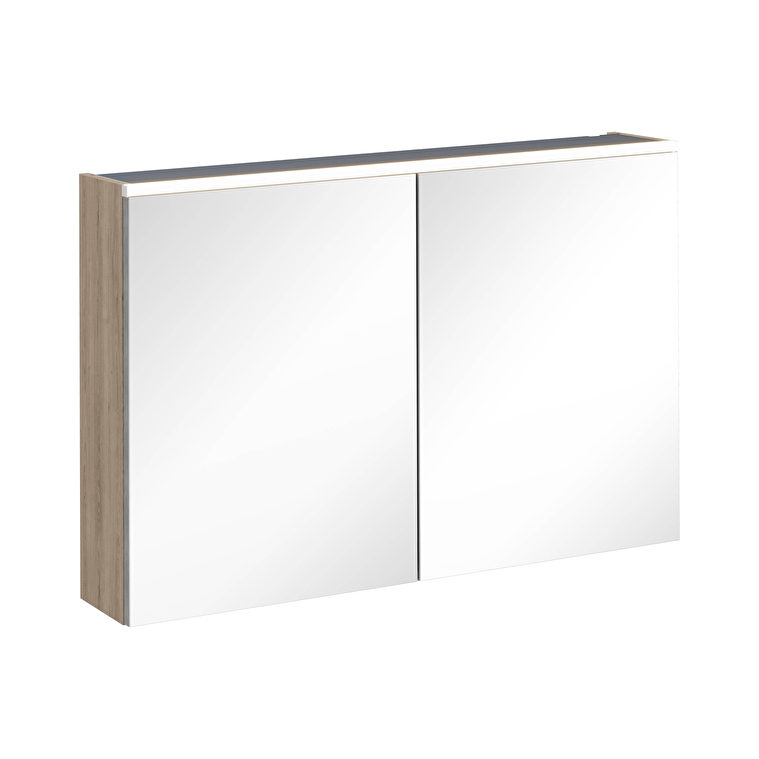 67628-1.jpg VitrA Core Dolaplı Ayna, 100 cm, Aydınlatmalı, Doğal Meşe - Görsel 1