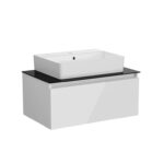 VitrA Nuo Lavabo Dolabı, 80 cm, Bir Çekmeceli, Çanak Lavabo, Cam Tezgah, Parlak Beyaz