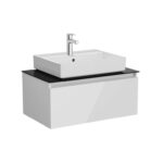 VitrA Nuo Lavabo Dolabı, 80 cm, Bir Çekmeceli, Çanak Lavabo, Cam Tezgah, Parlak Beyaz - Görsel 2