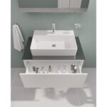 VitrA Nuo Lavabo Dolabı, 80 cm, Bir Çekmeceli, Çanak Lavabo, Cam Tezgah, Parlak Beyaz - Görsel 4