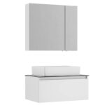 VitrA Nuo Lavabo Dolabı, 80 cm, Bir Çekmeceli, Çanak Lavabo, Cam Tezgah, Parlak Beyaz - Görsel 3