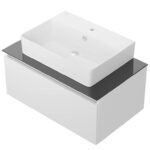 VitrA Nuo Lavabo Dolabı, 80 cm, Bir Çekmeceli, Çanak Lavabo, Cam Tezgah, Parlak Beyaz - Görsel 6