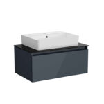 VitrA Nuo Lavabo Dolabı, 80 cm, Bir Çekmeceli, Çanak Lavabo, Cam Tezgah, Parlak Antrasit