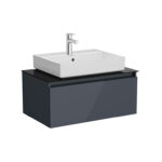 VitrA Nuo Lavabo Dolabı, 80 cm, Bir Çekmeceli, Çanak Lavabo, Cam Tezgah, Parlak Antrasit - Görsel 2