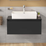 VitrA Nuo Lavabo Dolabı, 80 cm, Bir Çekmeceli, Çanak Lavabo, Cam Tezgah, Parlak Antrasit - Görsel 6