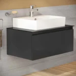 VitrA Nuo Lavabo Dolabı, 80 cm, Bir Çekmeceli, Çanak Lavabo, Cam Tezgah, Parlak Antrasit - Görsel 5