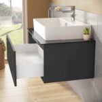 VitrA Nuo Lavabo Dolabı, 80 cm, Bir Çekmeceli, Çanak Lavabo, Cam Tezgah, Parlak Antrasit - Görsel 4