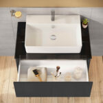 VitrA Nuo Lavabo Dolabı, 80 cm, Bir Çekmeceli, Çanak Lavabo, Cam Tezgah, Parlak Antrasit - Görsel 7