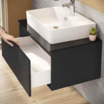 VitrA Nuo Lavabo Dolabı, 80 cm, Bir Çekmeceli, Çanak Lavabo, Cam Tezgah, Parlak Antrasit - Görsel 9