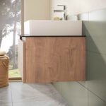 VitrA Nuo Lavabo Dolabı, 80 cm, Bir Çekmeceli, Çanak Lavabo, Cam Tezgah, Altın Meşe - Görsel 8