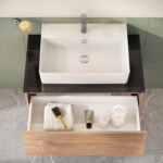 VitrA Nuo Lavabo Dolabı, 80 cm, Bir Çekmeceli, Çanak Lavabo, Cam Tezgah, Altın Meşe - Görsel 4