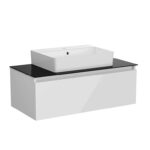 VitrA Nuo Lavabo Dolabı, 100 cm, Bir Çekmeceli, Çanak Lavabo, Cam Tezgah, Parlak Beyaz