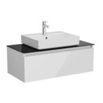 VitrA Nuo Lavabo Dolabı, 100 cm, Bir Çekmeceli, Çanak Lavabo, Cam Tezgah, Parlak Beyaz - Görsel 2