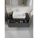 VitrA Nuo Lavabo Dolabı, 100 cm, Bir Çekmeceli, Çanak Lavabo, Cam Tezgah, Parlak Antrasit - Görsel 2