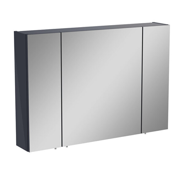 VitrA Mia Asimetrik Dolaplı Ayna, 100 cm, Üç Kapaklı, Parlak Antrasit