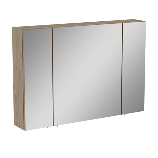VitrA Mia Asimetrik Dolaplı Ayna, 100 cm, Üç Kapaklı, Altın Meşe
