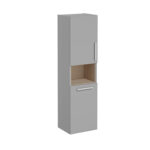 VitrA Root Flat Boy Dolabı, 40 cm, İki Kapaklı, Kısa, Çamaşır Sepetli, Mat Kaya Gri, Sol