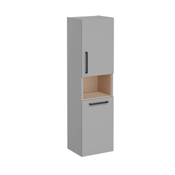 VitrA Root Flat Boy Dolabı, 40 cm, İki Kapaklı, Kısa, Çamaşır Sepetli, Mat Kaya Gri, Sağ