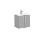 VitrA Root Flat Lavabo Dolabı, 60 cm, İki Kapaklı, Dar, Yuvarlak Lavabo, Mat Kaya Gri - Görsel 2