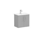 VitrA Root Flat Lavabo Dolabı, 60 cm, İki Kapaklı, Dar, Yuvarlak Lavabo, Mat Kaya Gri