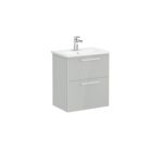 VitrA Root Flat Lavabo Dolabı, 60 cm, İki Çekmeceli, Dar, Yuvarlak Lavabo, Parlak İnci Grisi - Görsel 2