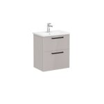 VitrA Root Flat Lavabo Dolabı, 60 cm, İki Çekmeceli, Dar, Yuvarlak Lavabo, Parlak Sahra Beji