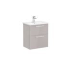 VitrA Root Flat Lavabo Dolabı, 60 cm, İki Çekmeceli, Dar, Yuvarlak Lavabo, Parlak Sahra Beji - Görsel 3