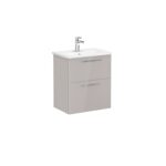 VitrA Root Flat Lavabo Dolabı, 60 cm, İki Çekmeceli, Dar, Yuvarlak Lavabo, Parlak Sahra Beji - Görsel 2