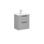 VitrA Root Flat Lavabo Dolabı, 60 cm, İki Çekmeceli, Dar, Yuvarlak Lavabo, Mat Kaya Gri - Görsel 3
