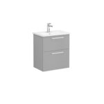 VitrA Root Flat Lavabo Dolabı, 60 cm, İki Çekmeceli, Dar, Yuvarlak Lavabo, Mat Kaya Gri - Görsel 2
