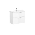 VitrA Root Flat Lavabo Dolabı, 80 cm, İki Çekmeceli, Dar, Yuvarlak Lavabo, Parlak Beyaz