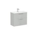 VitrA Root Flat Lavabo Dolabı, 80 cm, İki Çekmeceli, Dar, Yuvarlak Lavabo, Parlak İnci Grisi - Görsel 2