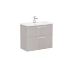 VitrA Root Flat Lavabo Dolabı, 80 cm, İki Çekmeceli, Dar, Yuvarlak Lavabo, Parlak Sahra Beji - Görsel 3
