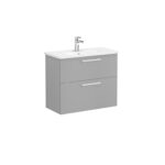 VitrA Root Flat Lavabo Dolabı, 80 cm, İki Çekmeceli, Dar, Yuvarlak Lavabo, Mat Kaya Gri - Görsel 3