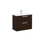 VitrA Root Flat Lavabo Dolabı, 80 cm, İki Çekmeceli, Dar, Yuvarlak Lavabo, Ceviz