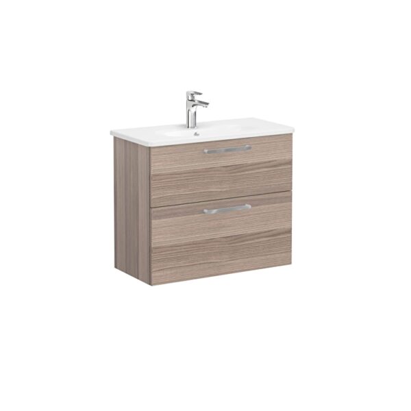 VitrA Root Flat Lavabo Dolabı, 80 cm, İki Çekmeceli, Dar, Yuvarlak Lavabo, Cordoba