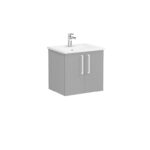 VitrA Root Flat Lavabo Dolabı, 60 cm, İki Kapaklı, Köşeli Lavabo, Mat Kaya Gri - Görsel 5