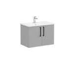 VitrA Root Flat Lavabo Dolabı, 80 cm, İki Kapaklı, Köşeli Lavabo, Mat Kaya Gri - Görsel 3