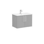 VitrA Root Flat Lavabo Dolabı, 80 cm, İki Kapaklı, Köşeli Lavabo, Mat Kaya Gri