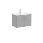 VitrA Root Flat Lavabo Dolabı, 80 cm, İki Kapaklı, Köşeli Lavabo, Mat Kaya Gri - Görsel 2