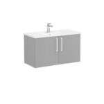 VitrA Root Flat Lavabo Dolabı, 100 cm, İki Kapaklı, Köşeli Lavabo, Mat Kaya Gri - Görsel 6