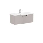VitrA Root Flat Lavabo Dolabı, 100 cm, Bir Çekmeceli, Köşeli Lavabo, Parlak Sahra Beji