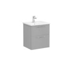 VitrA Root Flat Lavabo Dolabı, 60 cm, İki Çekmeceli, Köşeli Lavabo, Mat Kaya Gri